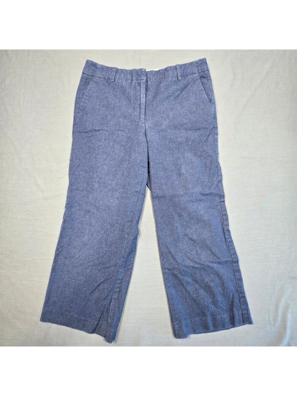 Talbots Womens Size 6 Chelsea Pants Blue Linen Blend Trousers With Pockets
